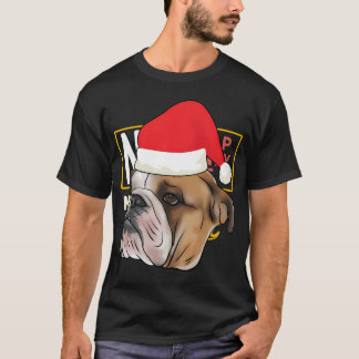 Engelsk bulldog med Jultomten Hat Hund älskare Chr T Shirt