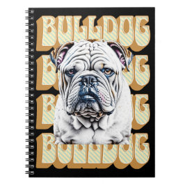 Engelsk bulldog med Retro Font Anteckningsbok