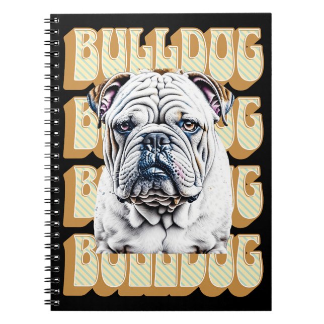 Engelsk bulldog med Retro Font Anteckningsbok (Framsidan)