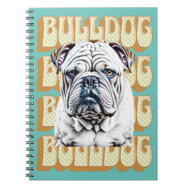 Engelsk bulldog med Retro Font Anteckningsbok