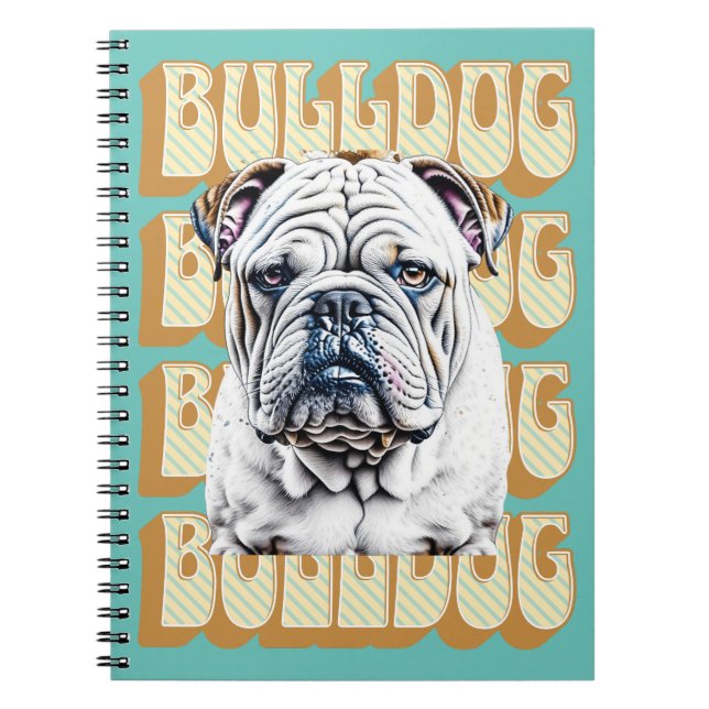 Engelsk bulldog med Retro Font Anteckningsbok (Framsidan)