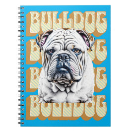 Engelsk bulldog med Retro Font Anteckningsbok
