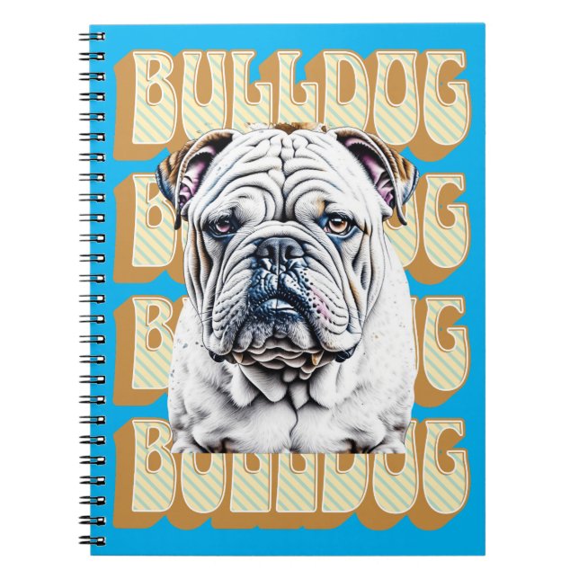 Engelsk bulldog med Retro Font Anteckningsbok (Framsidan)