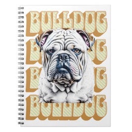 Engelsk bulldog med Retro Font Anteckningsbok