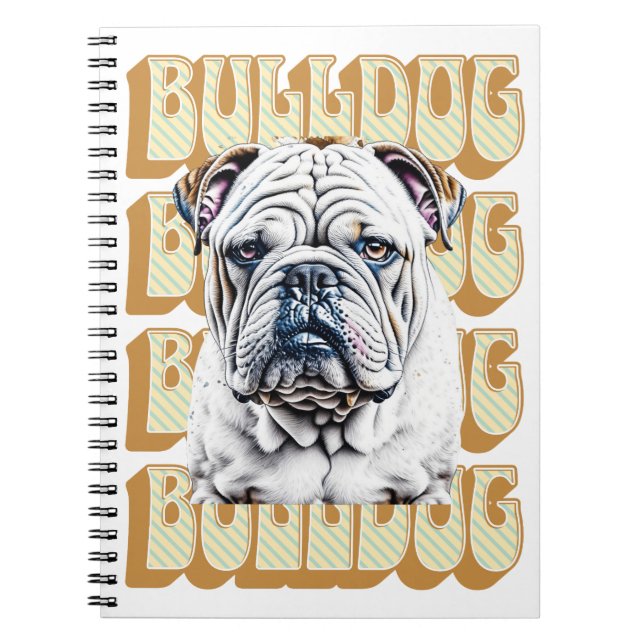 Engelsk bulldog med Retro Font Anteckningsbok (Framsidan)