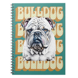 Engelsk bulldog med Retro Font Anteckningsbok