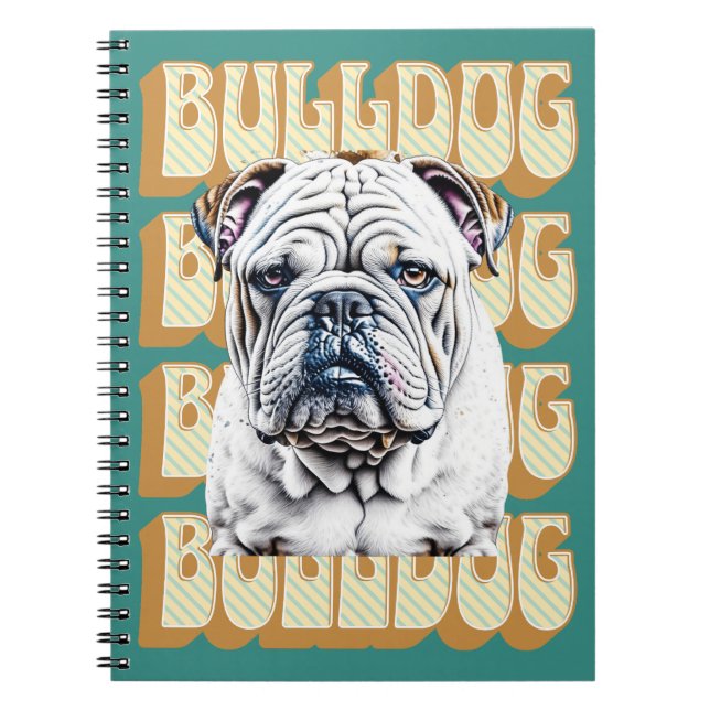 Engelsk bulldog med Retro Font Anteckningsbok (Framsidan)