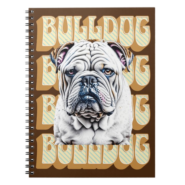 Engelsk bulldog med Retro Font Anteckningsbok (Framsidan)