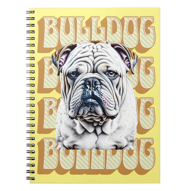 Engelsk bulldog med Retro Font Anteckningsbok (Framsidan)