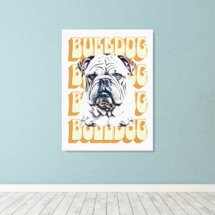 Engelsk bulldog med Retro Font Canvastryck