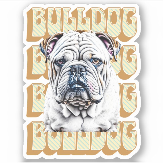 Engelsk bulldog med Retro Font Klistermärken (Framsida)