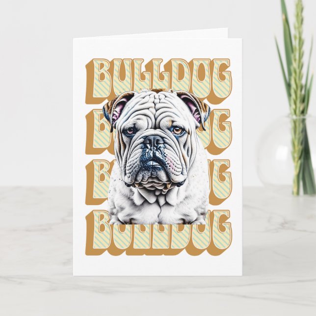 Engelsk bulldog med Retro Font Kort (Framsida)