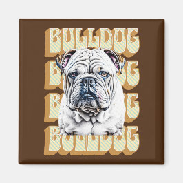 Engelsk bulldog med Retro Font Magnet