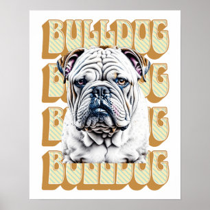 Engelsk bulldog med Retro Font Poster