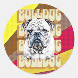 Engelsk bulldog med Retro Font Runt Klistermärke