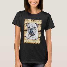 Engelsk bulldog med Retro Font T Shirt