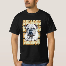 Engelsk bulldog med Retro Font T Shirt