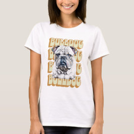 Engelsk bulldog med Retro Font T Shirt