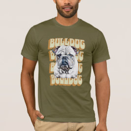 Engelsk bulldog med Retro Font T Shirt