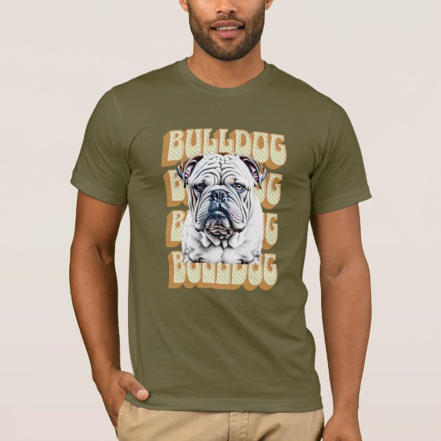 Engelsk bulldog med Retro Font T Shirt (Framsida)