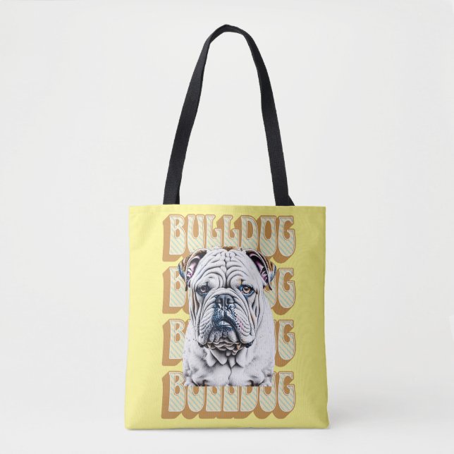 Engelsk bulldog med Retro Font Tygkasse (Framsida)