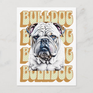 Engelsk bulldog med Retro Font Vykort