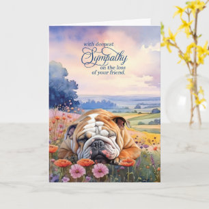 Engelsk Bulldog med Vilda Blommor Djur Sympati Kort