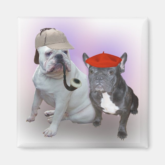 Engelsk bulldog och Fransk Bulldog Magnet (Framsidan)