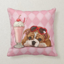 Engelsk bulldog och milkshake kudde