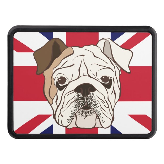 Engelsk bulldog och Union Jack Hitch Cover Skydd För Dragkrok (Framsidan)