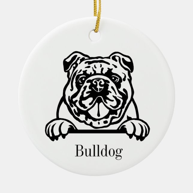 Engelsk bulldog-ornament julgransprydnad keramik (Framsidan)