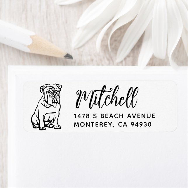 Engelsk bulldog Owner Returadress Hundägare Returadress Etikett (Insitu)