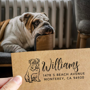 Engelsk bulldog Owner Returadress Hundägare Självfärgande Stämpel