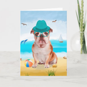 Engelsk bulldog på Beach Kort