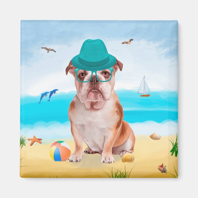 Engelsk bulldog på Beach Magnet (Framsidan)