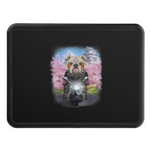 Engelsk bulldog på motorcykel Tour Japans Sakura Dragkroksskydd