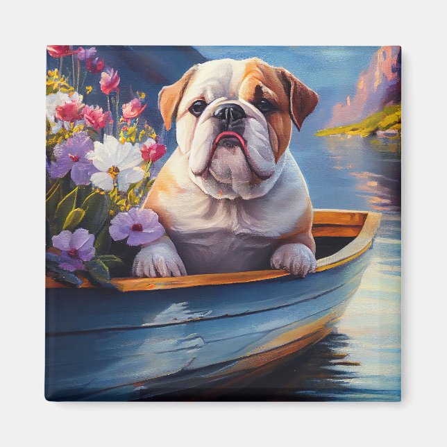 Engelsk bulldog på Paddle: A Scenia Äventyr Magnet (Framsidan)