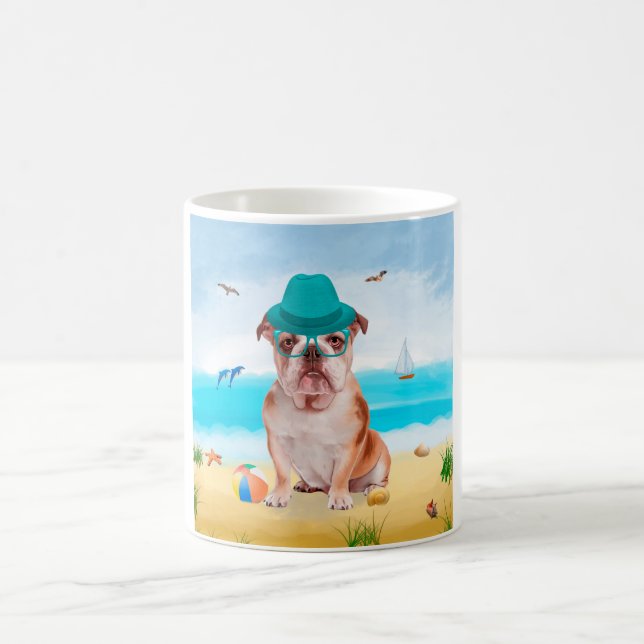 Engelsk Bulldog på Strand Kaffemugg (Center)