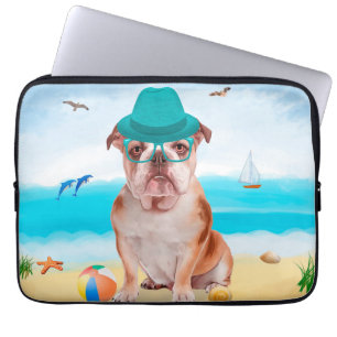 Engelsk Bulldog på Strand Laptop Fodral