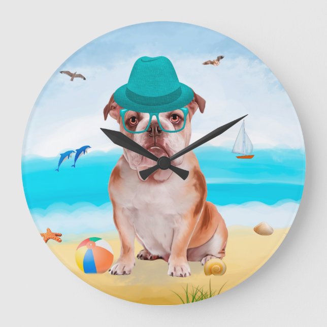 Engelsk Bulldog på Strand Stor Klocka (Framsida)