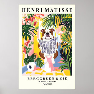 Engelsk Bulldog På Toalett - Rolig Matisse Print Poster
