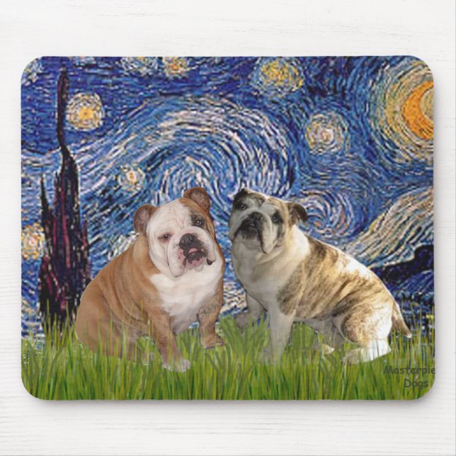 Engelsk bulldog Pair 2 - Starry Natt Musmatta (Framsidan)