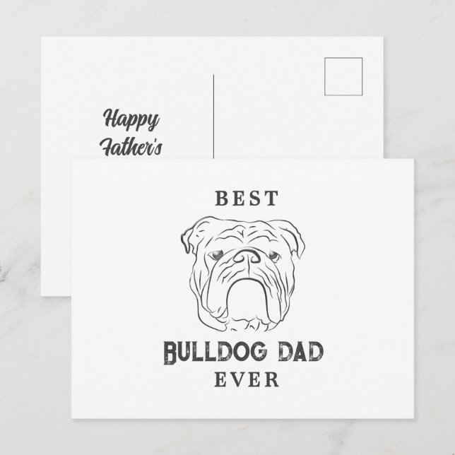 Engelsk Bulldog Papa Fars Dag Kort (Fram/baksida)