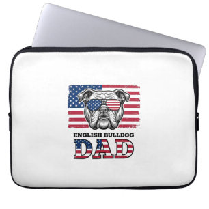 Engelsk Bulldog Papa Patriotisk Vintage T-Shirt De Laptop Fodral