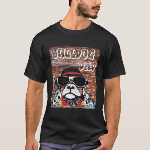Engelsk Bulldog Pappa Street Art Urban Paint Spray T Shirt