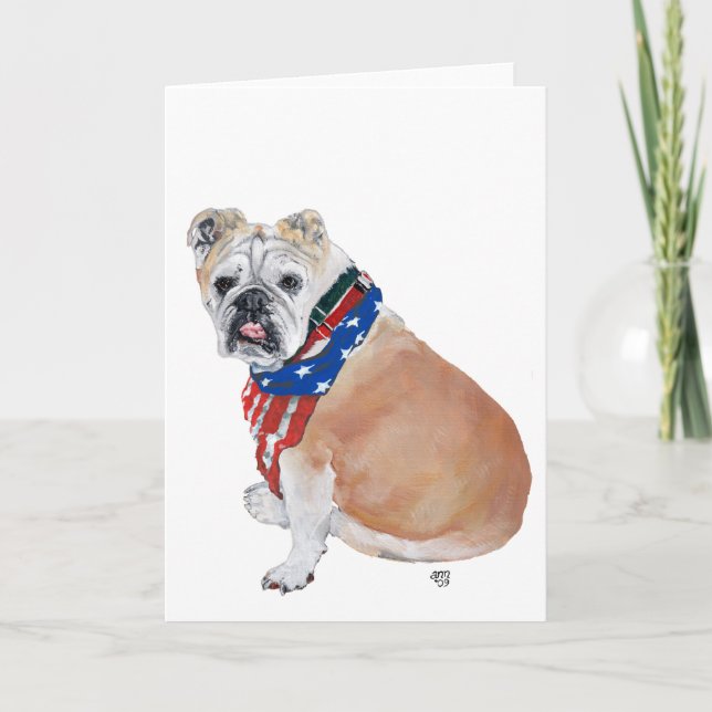 Engelsk Bulldog Patriotisk Kort (Framsida)