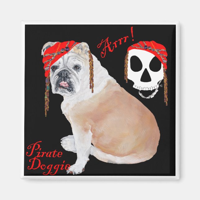 Engelsk Bulldog Pirate Magnet (Framsidan)
