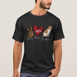 Engelsk bulldog Play Peace Kärlek Cute Hund T Shirt