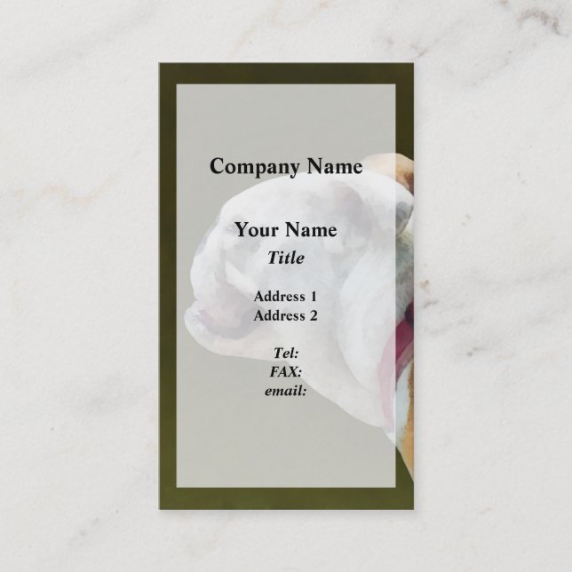 Engelsk Bulldog-profil Visitkort (Framsida)