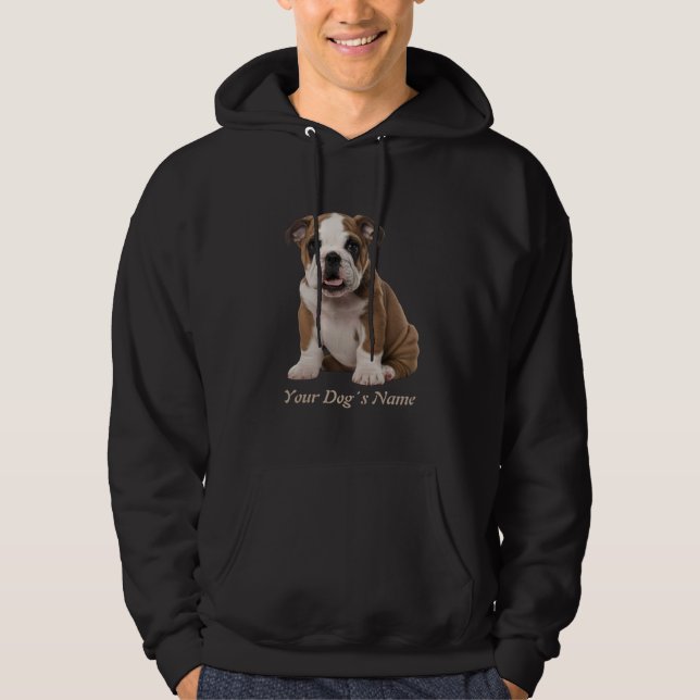 Engelsk bulldog Puppy Färg Silohuette Hoodie (Framsida)